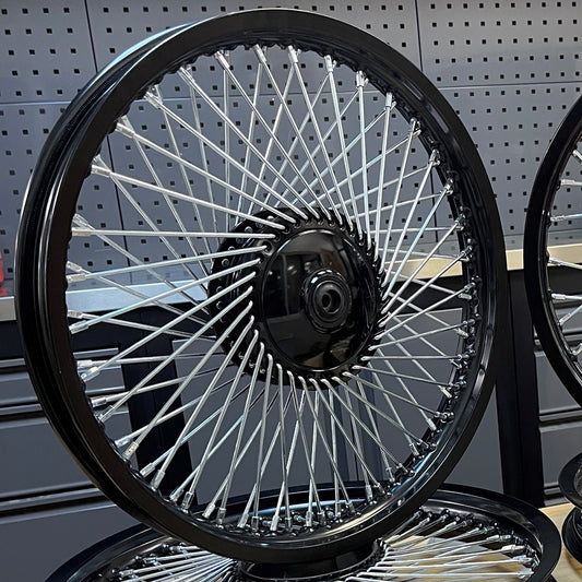 BS0558-BLACK - 1.60J Front x 1.85J Rear 72 Spoke 17'' Rims In Black & Silver Alloy