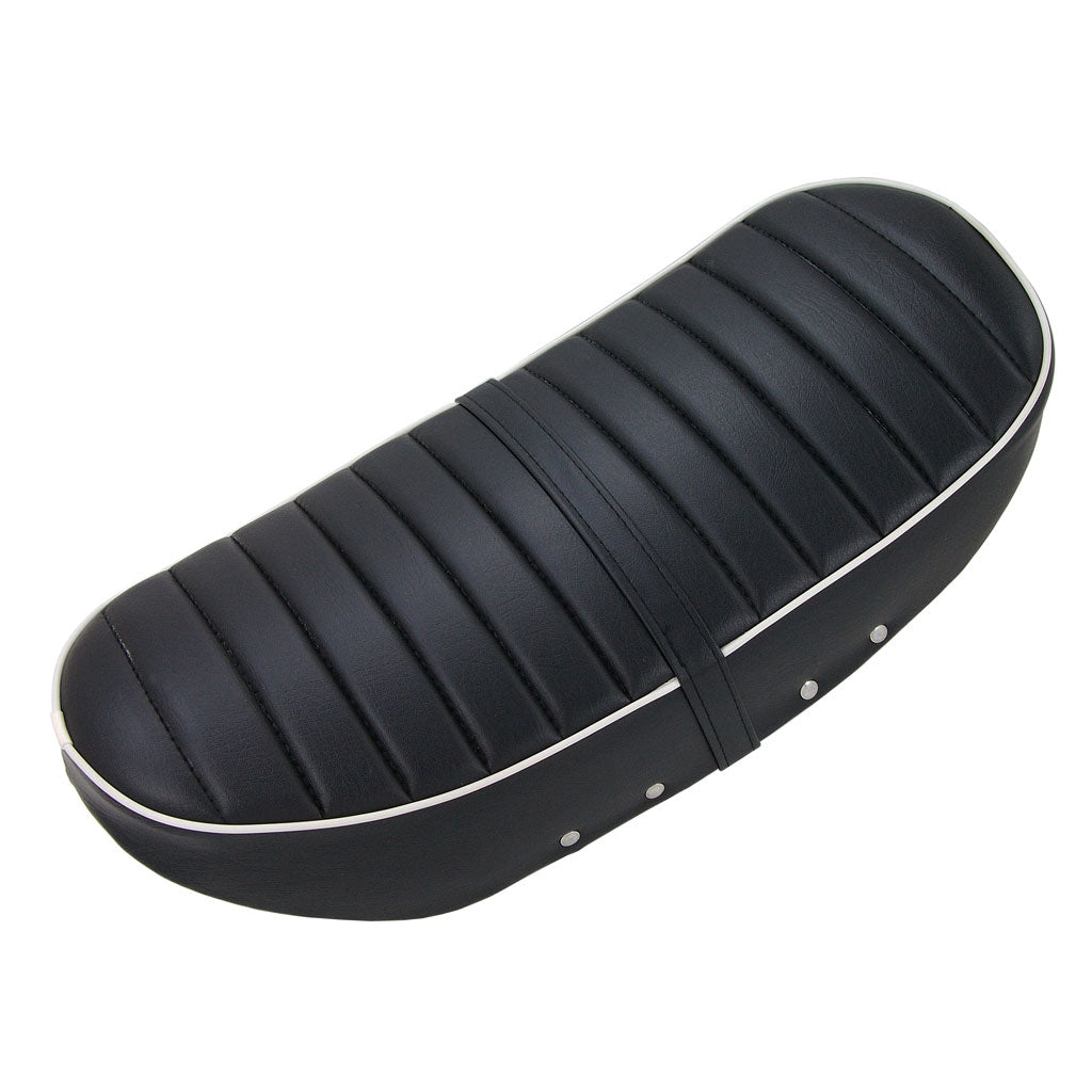 BS0221 DAX Low Seat In Black With White Piping & Ribbed Padding