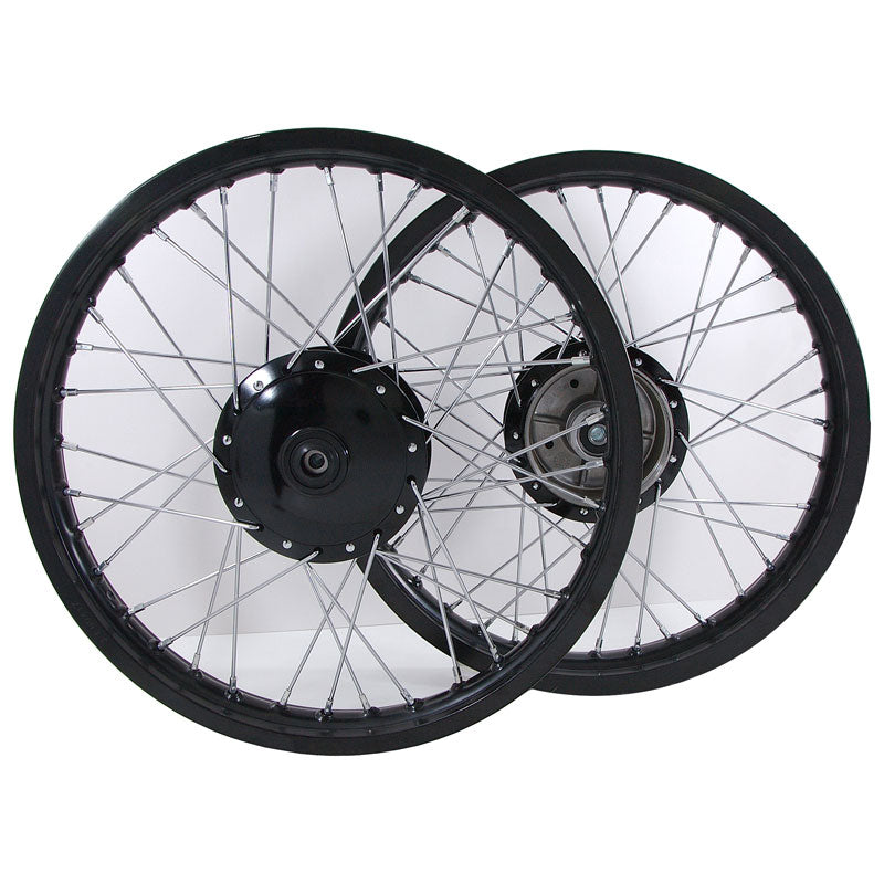BS0610 1.60J Front & 1.85J Rear 36 Spoke 17'' Rims In Black & Silver Alloy