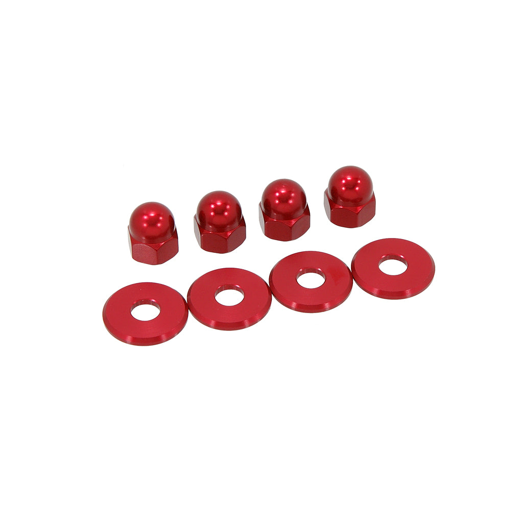 BS1429-RED - Set of 4 shock nut M10 x 1.25 and 4 washers In Red