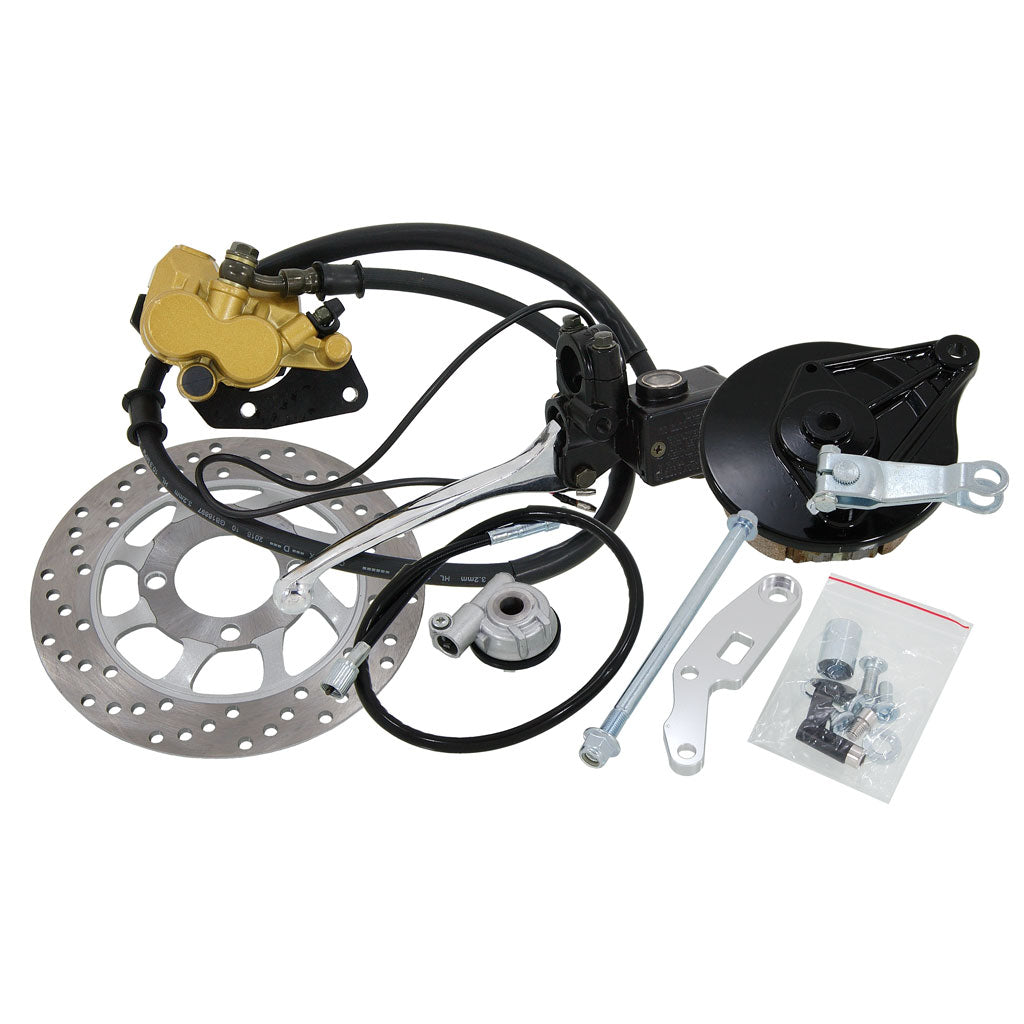 BS1483 CUB 36 Spoke 17in  Black Wheel Set With Fitted Front Disc Brake 3.0F x 3.5R