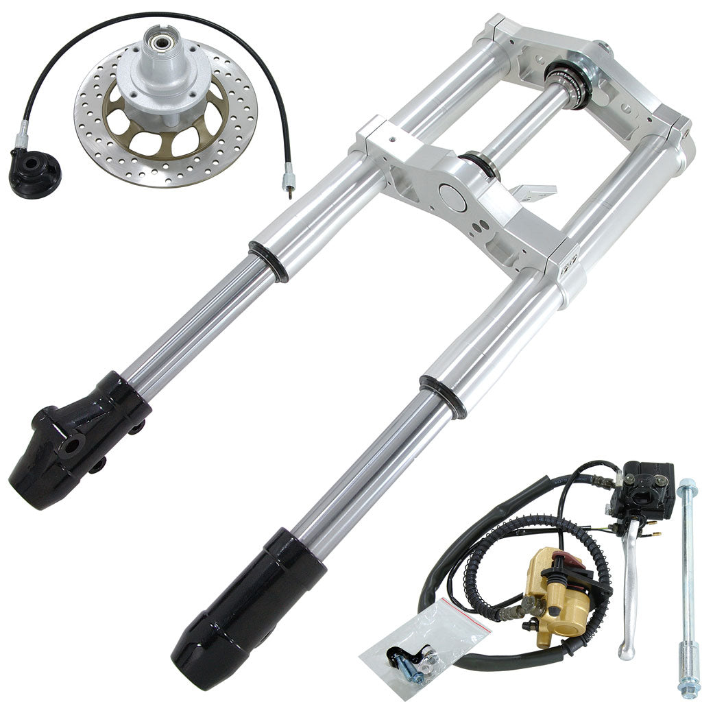 BS1725-SILVER - MUNK 45mm USD Silver Front Forks With Bevel Front Brake Disc