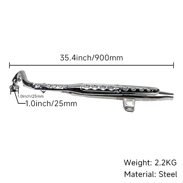 BS0124 Dax 50-70cc Chrome Standard Upswept Exhaust With E Mark