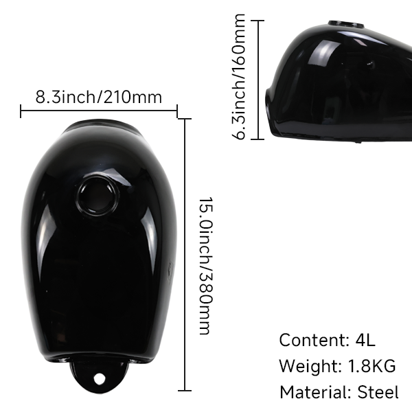 BS0148 - Black J Type Fuel Tank For Monkey Bike