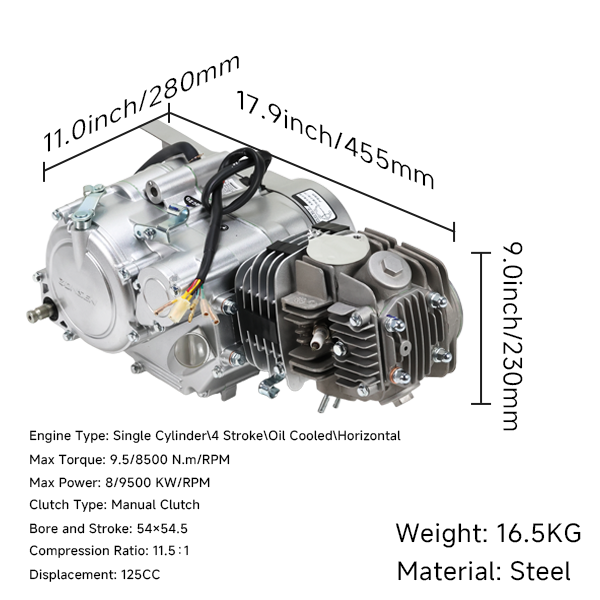 BS0185 Zongshen 125cc Kick Start Engine In Silver