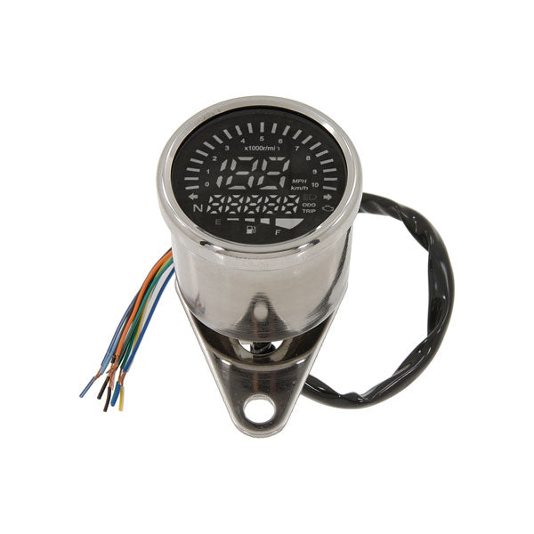 BS0448 - Speedometer With Rev Counter Chrome Case Multicoloured LED