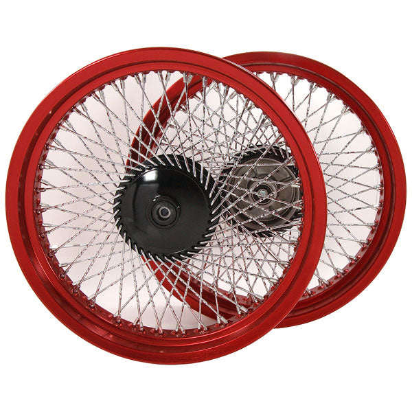 BS0602-RED 3.0J Front & 3.50J Rear CUB 72 Twisted Spoke 17'' Rims In Red