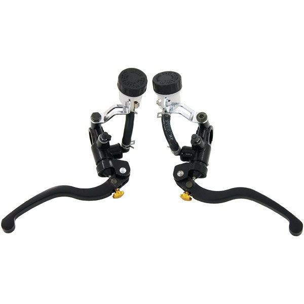 BS0611 - Pair of Levers Brake and Clutch Both with Clear Oil Pots In Black