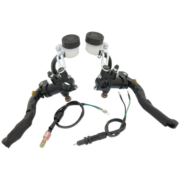 BS0611 - Pair of Levers Brake and Clutch Both with Clear Oil Pots In Black