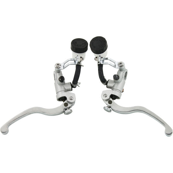 BS0612 - Pair of Levers Brake and Clutch with Clear oil Pots Silver