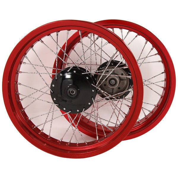 BS1367-RED - Cub Red Alloy 36 Twisted Spoke Rims 3.0 Front And 3.50 Rear