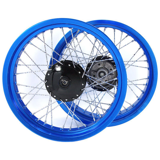 BS1372-BLUE - Cub Blue Alloy 36 Twisted Spoke Rims 3.0 Front and 4.25 Rear