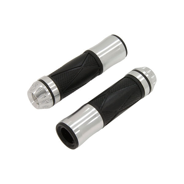 BS1473-SILVER - Handle Bar Grips with Silver Ends