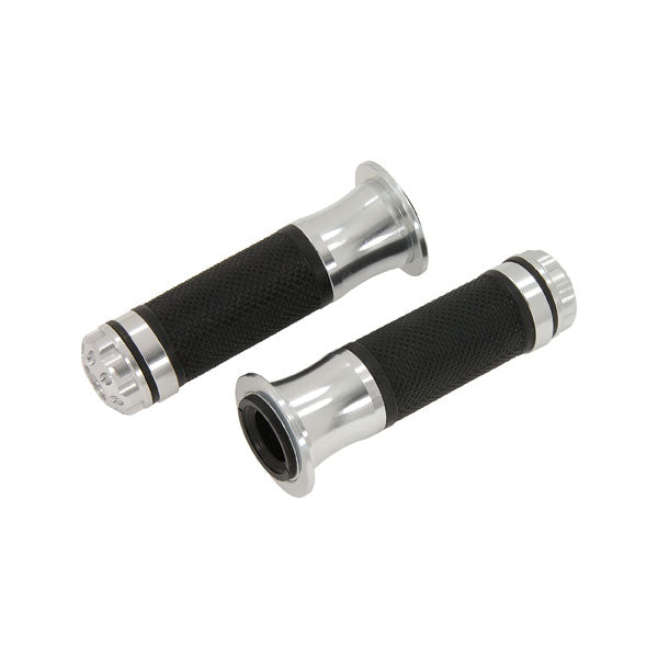 BS1474-SILVER - Handle Bar Grips with Silver Ends