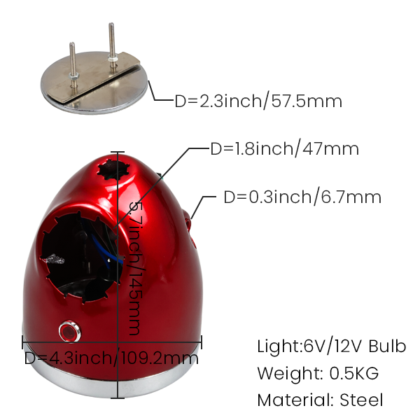 BS2177 - Small Z50A Head Light With Emblem In Emblem in Red