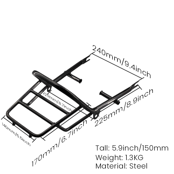 BS0066-BLACK - DX Rear Rack In Black No Lights DX