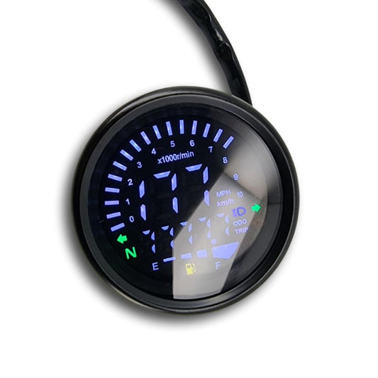 BS0448-BLACK - Speedometer With Rev Counter Black Case Multicoloured LED