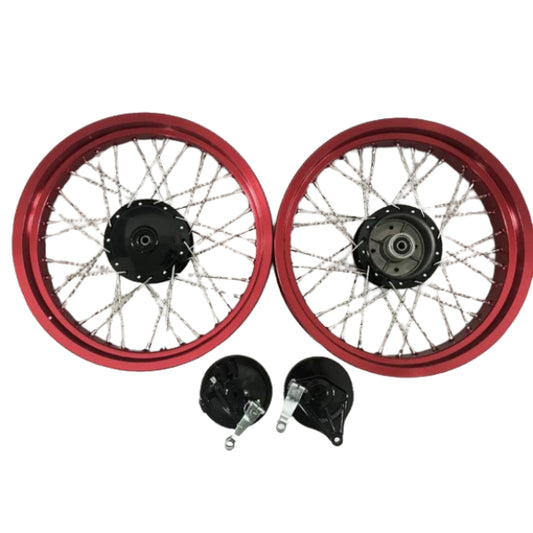 BS1367-RED - Cub Red Alloy 36 Twisted Spoke Rims 3.0 Front And 3.50 Rear
