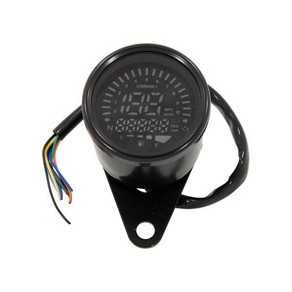 BS0448-BLACK - Speedometer With Rev Counter Black Case Multicoloured LED