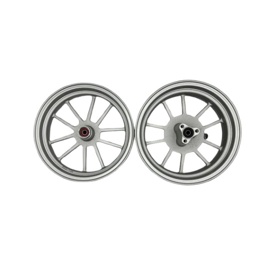 BS2326 - DX  12" TUBELESS RIMS IN SILVER BUILT IN REAR BRAKE HUB 2.75 FRONT 3.5 REAR
