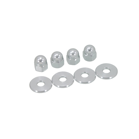 BS1429-SILVER Set of 4 shock nut M10 x 1.25 and 4 washers In Silver