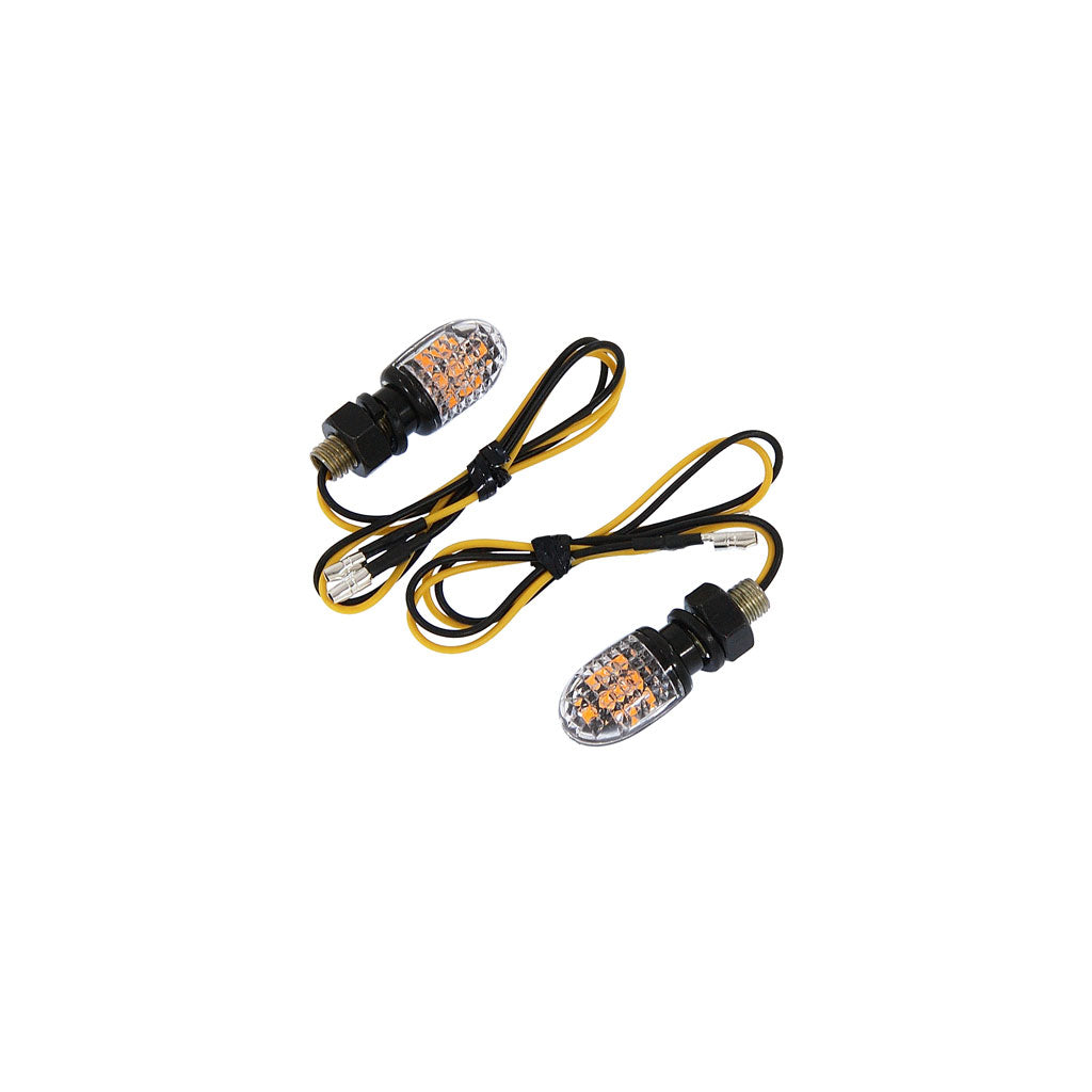 BS1442 E Marked 7 LED Mini Black Round Indicators - Pair