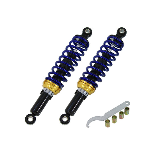 BS1626 330mm Rear Shocks In All Black With Blue Springs